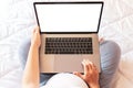 Pregnancy screen mockup. Mobile pregnancy online maternity notebook mock up. Pregnant mother using notebook. Concept of