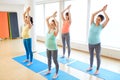 Happy pregnant women exercising on mats in gym Royalty Free Stock Photo