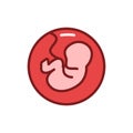 Pregnancy stage embryo in uterus color line icon. Outline pictogram for web page.