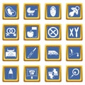 Pregnancy symbols icons set blue