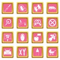 Pregnancy symbols icons pink