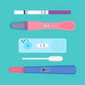 Pregnancy test flat icons. Ovulation medical tests result vector illustration Royalty Free Stock Photo