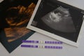 Pregnancy test HCG with photo of baby