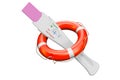 Pregnancy test with lifebelt, 3D rendering