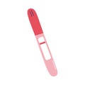 Pregnancy test with one stripe as symbol of womans menstruation period