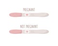 Pregnancy test with positive and negative results. Planning baby and motherhood. Healthcare concept. Vector illustration Royalty Free Stock Photo