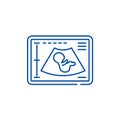 Pregnancy ultrasound line icon concept. Pregnancy ultrasound flat vector symbol, sign, outline illustration.
