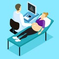 Pregnancy Ultrasound Scan Isometric Design