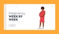 Pregnancy Week by Week Landing Page Template. Beautiful African Pregnant Woman Waiting Baby, Young Mother Hold Belly Royalty Free Stock Photo