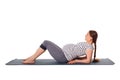 Pregnant woman doing yoga asana Purvottanasana Royalty Free Stock Photo