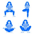 Pregnancy Yoga and Meditation Woman Poses Set Royalty Free Stock Photo