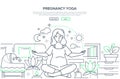 Pregnancy yoga - modern line design style web banner