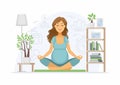 Pregnancy yoga - modern vector cartoon people characters illustration