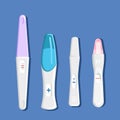 Pregnansy tests for home.Four different types and forms.Detection of the HCG hormone in urine. Royalty Free Stock Photo