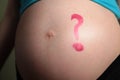 Pregnant abdomen question Royalty Free Stock Photo