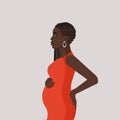 Pregnant african black woman illustration