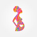 Pregnant african woman colored vector icon