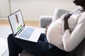 Pregnant African Women Doctor Video Call On Laptop