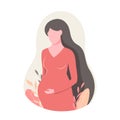 Pregnant beautiful woman in red dress. Royalty Free Stock Photo