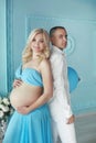 Pregnant. Beautiful young couple expecting baby, happy family. m Royalty Free Stock Photo