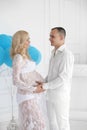 Pregnant. Beautiful young couple expecting baby, happy family. m Royalty Free Stock Photo