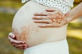 Pregnant belly painted with mehendi Royalty Free Stock Photo