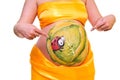Pregnant belly with a pattern Royalty Free Stock Photo
