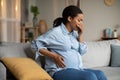 Pregnant Black Lady Suffering From Nausea Having Morning Sickness Indoor Royalty Free Stock Photo