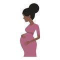 Pregnant black woman in pink dress isolated on a white background Royalty Free Stock Photo