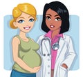 Pregnant blonde woman with doctor