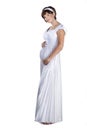 Pregnant bride in wedding dress isolated on white Royalty Free Stock Photo