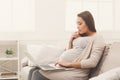 Pregnant business woman remote working at home Royalty Free Stock Photo