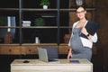 Pregnant businesswoman. Pregnant mature businesswoman working at office Royalty Free Stock Photo