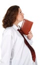 Pregnant businesswoman with notebook Royalty Free Stock Photo