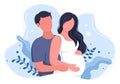 Pregnant Couple Background Vector Illustration with A Husband Takes Care and Hugs His Wife or Mother While Waiting for Birth