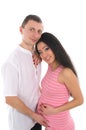 Pregnant couple Caucasoid father, mother asian