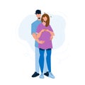 Pregnant Couple Embracing Young Family Vector Illustration Royalty Free Stock Photo