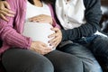 Pregnant couple feels love and relax at home Royalty Free Stock Photo