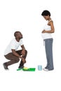 Pregnant couple with paint tin Royalty Free Stock Photo