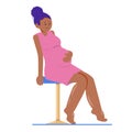 Pregnant dark-skinned woman with swollen legs. Swollen ankles and feet. Vector illustration.