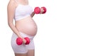 Pregnant exercises concept.A portrait of Beautiful asian pregnant