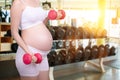 Pregnant exercises concept.portrait of Beautiful asian pregnant