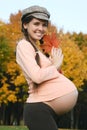 Pregnant female & autumn Royalty Free Stock Photo