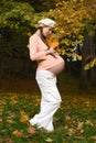 Pregnant female & autumn Royalty Free Stock Photo