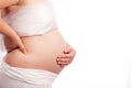 Pregnant female holding her painful back Royalty Free Stock Photo