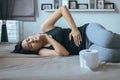 Pregnant female nausea in bedroom,Asian woman with morning sickness,Indigestible