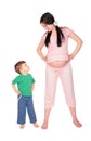 Pregnant girl with child training