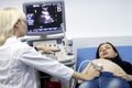 Pregnant girl doing on ultrasound examination Royalty Free Stock Photo