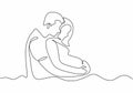 Pregnant girl and her husband. Couple family one continuous line drawing. Vector illustration simplicity design