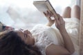 Pregnant girl reading Royalty Free Stock Photo